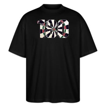 Dart Darts 180 Pfeil Pfeile Sport Glücksspiel Vate - Stanley/Stella Oversized Unisex Bio T-Shirt Blaster 2.0 - Schwarz - Vorne - Alina (178cm) & Michal (187cm)