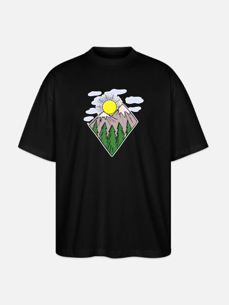 Berge Wandern Wanderer - Stanley/Stella Oversized Unisex Bio T-Shirt Blaster 2.0 - Schwarz
