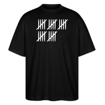 25. Geburtstag Strichliste 25 Jahre alt - Stanley/Stella Oversized Unisex Bio T-Shirt Blaster 2.0 - Schwarz - Vorne - Alina (178cm) & Michal (187cm)