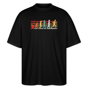 Evolution Läufer - Stanley/Stella Oversized Unisex Bio T-Shirt Blaster 2.0 - Schwarz - Vorne - Alina (178cm) & Michal (187cm)