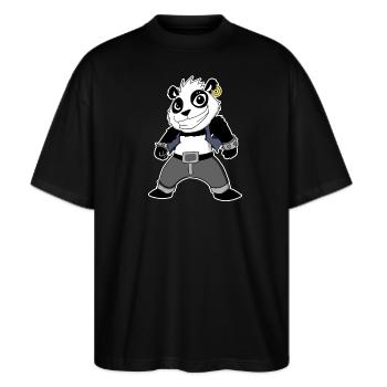 Cool Panda - Stanley/Stella Oversized Unisex Bio T-Shirt Blaster 2.0 - Schwarz - Vorne - Alina (178cm) & Michal (187cm)