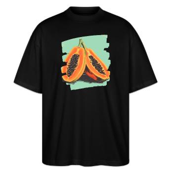 Papaya - Stanley/Stella Oversized Unisex Bio T-Shirt Blaster 2.0 - Schwarz - Vorne - Alina (178cm) & Michal (187cm)