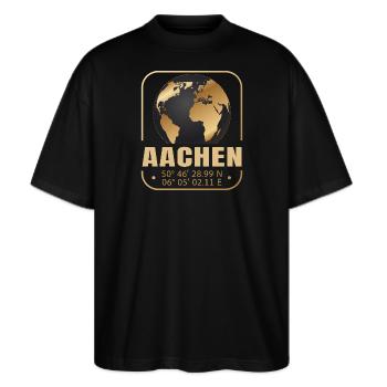 Aachen - Stanley/Stella Oversized Unisex Bio T-Shirt Blaster 2.0 - Schwarz - Vorne - Alina (178cm) & Michal (187cm)