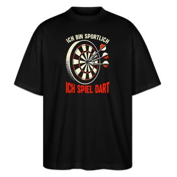 Darten Dart Dartboard Dartscheibe Dartspieler - Stanley/Stella Oversized Unisex Bio T-Shirt Blaster 2.0 - Schwarz - Vorne - Alina (178cm) & Michal (187cm)