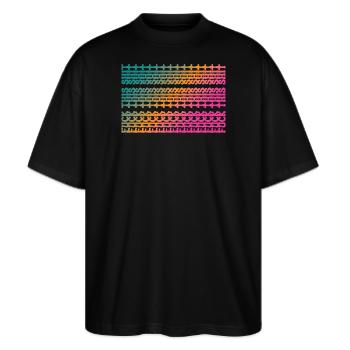 FUCK THIS SHIT - Sarkasmus, Lustige Botschaft - Stanley/Stella Oversized Unisex Bio T-Shirt Blaster 2.0 - Schwarz - Vorne - Alina (178cm) & Michal (187cm)