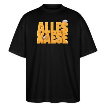 Alles Kaese - Stanley/Stella Oversized Unisex Bio T-Shirt Blaster 2.0 - Schwarz - Vorne - Alina (178cm) & Michal (187cm)