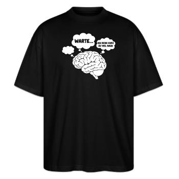 GehirnGedanken Comic - Stanley/Stella Oversized Unisex Bio T-Shirt Blaster 2.0 - Schwarz - Vorne - Alina (178cm) & Michal (187cm)