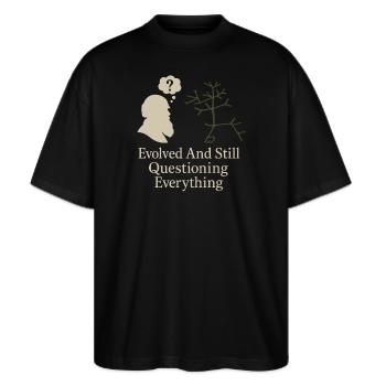 Charles Darwin Geschenk Natürliche - Stanley/Stella Oversized Unisex Bio T-Shirt Blaster 2.0 - Schwarz - Vorne - Alina (178cm) & Michal (187cm)