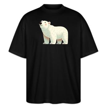 Eisbär - Stanley/Stella Oversized Unisex Bio T-Shirt Blaster 2.0 - Schwarz - Vorne - Alina (178cm) & Michal (187cm)