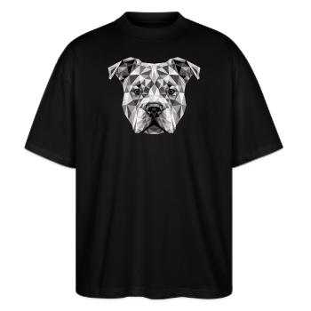 Pitbull Bulldogge Pittie American Pitbull Terrier - Stanley/Stella Oversized Unisex Bio T-Shirt Blaster 2.0 - Schwarz - Vorne - Alina (178cm) & Michal (187cm)
