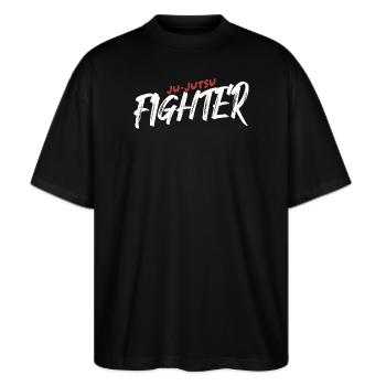 Ju-Jutsu Fighter Shirt - Stanley/Stella Oversized Unisex Bio T-Shirt Blaster 2.0 - Schwarz - Vorne - Alina (178cm) & Michal (187cm)