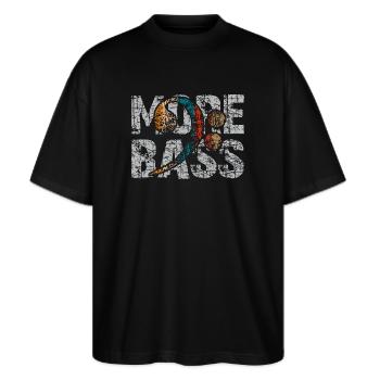 Mehr Bass bitte Bassschlüssel für Bassgitarristen - Stanley/Stella Oversized Unisex Bio T-Shirt Blaster 2.0 - Schwarz - Vorne - Alina (178cm) & Michal (187cm)