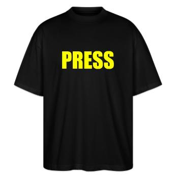 Press - Stanley/Stella Oversized Unisex Bio T-Shirt Blaster 2.0 - Schwarz - Vorne - Alina (178cm) & Michal (187cm)