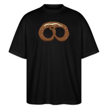 Brezel - Stanley/Stella Oversized Unisex Bio T-Shirt Blaster 2.0 - Schwarz - Vorne - Alina (178cm) & Michal (187cm)