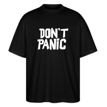 dont´ panic - Stanley/Stella Oversized Unisex Bio T-Shirt Blaster 2.0 - Schwarz - Vorne - Alina (178cm) & Michal (187cm)
