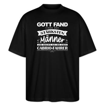 Cabrio Fahrer Shirt-Gott fand - Stanley/Stella Oversized Unisex Bio T-Shirt Blaster 2.0 - Schwarz - Vorne - Alina (178cm) & Michal (187cm)