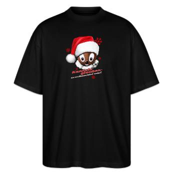 Pittiplatsch Weihnachten - Stanley/Stella Oversized Unisex Bio T-Shirt Blaster 2.0 - Schwarz - Vorne - Alina (178cm) & Michal (187cm)