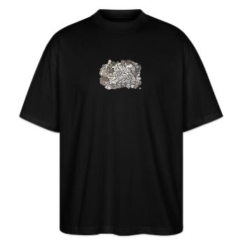 black and white fantasy 3d - Stanley/Stella Oversized Unisex Bio T-Shirt Blaster 2.0 - Schwarz - Vorne - Alina (178cm) & Michal (187cm)