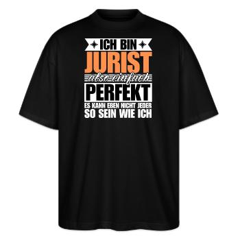 Perfekter Jurist - Stanley/Stella Oversized Unisex Bio T-Shirt Blaster 2.0 - Schwarz - Vorne - Alina (178cm) & Michal (187cm)