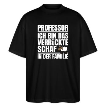 Professor Professoren prof Dienstjubiläum - Stanley/Stella Oversized Unisex Bio T-Shirt Blaster 2.0 - Schwarz - Vorne - Alina (178cm) & Michal (187cm)
