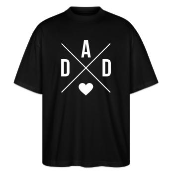 Dad mit Herz Papa Vatertag - Stanley/Stella Oversized Unisex Bio T-Shirt Blaster 2.0 - Schwarz - Vorne - Alina (178cm) & Michal (187cm)