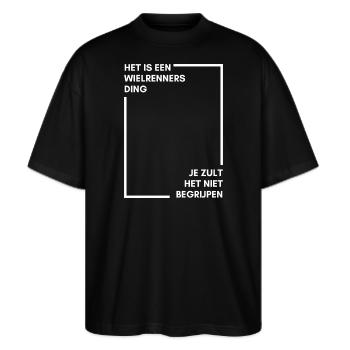 Radfahren: Du wirst es nicht verstehen - Stanley/Stella Oversized Unisex Bio T-Shirt Blaster 2.0 - Schwarz - Vorne - Alina (178cm) & Michal (187cm)