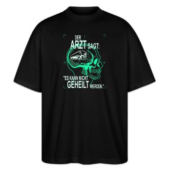 Der Arzt sagt - Busfahrer - Stanley/Stella Oversized Unisex Bio T-Shirt Blaster 2.0 - Schwarz - Vorne - Alina (178cm) & Michal (187cm)