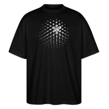 Ein geometrischer Haufen aus Metall-Kugeln - Stanley/Stella Oversized Unisex Bio T-Shirt Blaster 2.0 - Schwarz - Vorne - Alina (178cm) & Michal (187cm)