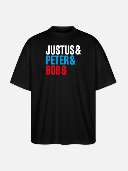 Die Drei ??? Justus&Peter&Bob&DEIN NAME - Stanley/Stella Oversized Unisex Bio T-Shirt Blaster 2.0 - Schwarz