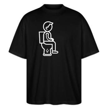 Toilette - Stanley/Stella Oversized Unisex Bio T-Shirt Blaster 2.0 - Schwarz - Vorne - Alina (178cm) & Michal (187cm)