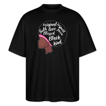 Mobbing - Stanley/Stella Oversized Unisex Bio T-Shirt Blaster 2.0 - Schwarz - Vorne - Alina (178cm) & Michal (187cm)