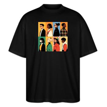 Worlds diversity - Stanley/Stella Oversized Unisex Bio T-Shirt Blaster 2.0 - Schwarz - Vorne - Alina (178cm) & Michal (187cm)