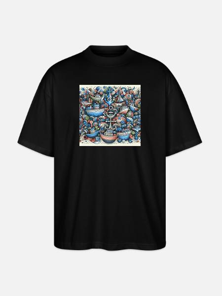 Design mit Schiffen - Stanley/Stella Oversized Unisex Bio T-Shirt Blaster 2.0 - Schwarz