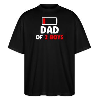 Dad Of 2 Boys - Stanley/Stella Oversized Unisex Bio T-Shirt Blaster 2.0 - Schwarz - Vorne - Alina (178cm) & Michal (187cm)