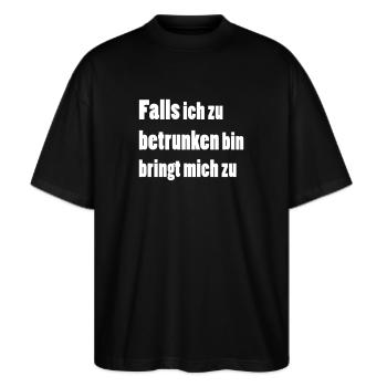 bring mich zu - ich bin - Stanley/Stella Oversized Unisex Bio T-Shirt Blaster 2.0 - Schwarz - Vorne - Alina (178cm) & Michal (187cm)