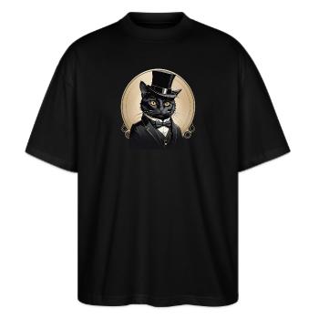 Kater - Stanley/Stella Oversized Unisex Bio T-Shirt Blaster 2.0 - Schwarz - Vorne - Alina (178cm) & Michal (187cm)