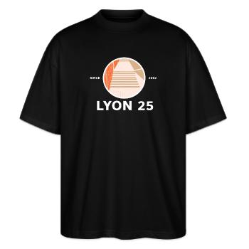 Legendäre Lyon 25 Treppe - Stanley/Stella Oversized Unisex Bio T-Shirt Blaster 2.0 - Schwarz - Vorne - Alina (178cm) & Michal (187cm)
