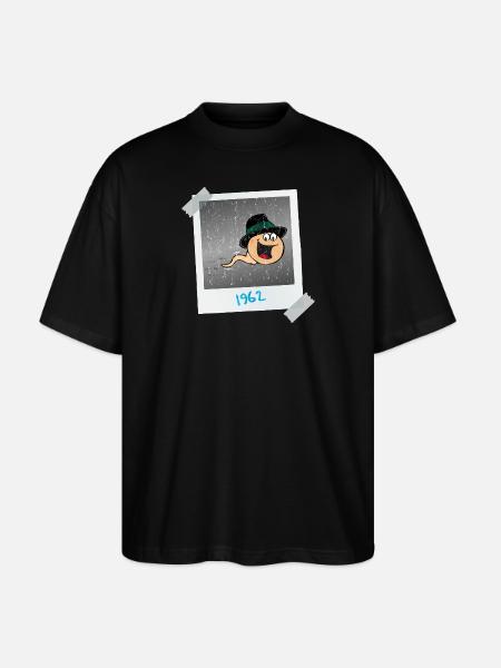 Foto von mir 1962 - Zeugung - Stanley/Stella Oversized Unisex Bio T-Shirt Blaster 2.0 - Schwarz