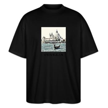 Venezia - Stanley/Stella Oversized Unisex Bio T-Shirt Blaster 2.0 - Schwarz - Vorne - Alina (178cm) & Michal (187cm)