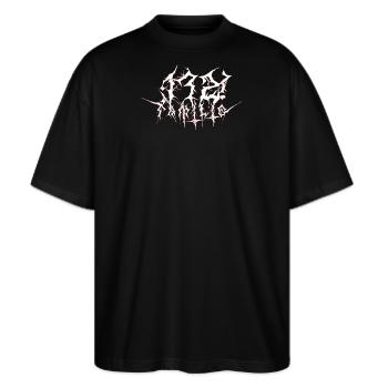 172 family horror Logo - Stanley/Stella Oversized Unisex Bio T-Shirt Blaster 2.0 - Schwarz - Vorne - Alina (178cm) & Michal (187cm)