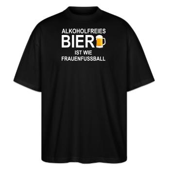 Alkoholfreies Bier Frauenfussball - Stanley/Stella Oversized Unisex Bio T-Shirt Blaster 2.0 - Schwarz - Vorne - Alina (178cm) & Michal (187cm)