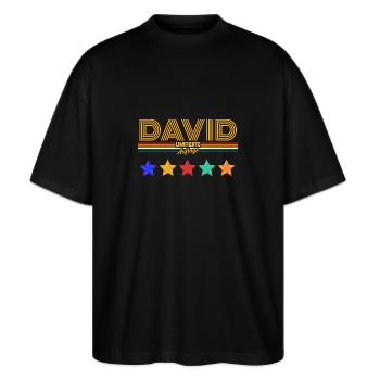 David - Stanley/Stella Oversized Unisex Bio T-Shirt Blaster 2.0 - Schwarz - Vorne - Alina (178cm) & Michal (187cm)