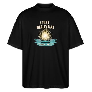Stetnen lover - Stanley/Stella Oversized Unisex Bio T-Shirt Blaster 2.0 - Schwarz - Vorne - Alina (178cm) & Michal (187cm)