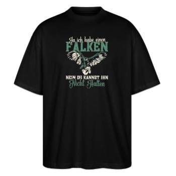 Falkenliebhaber Falkner Greifvogel Falke Falknerei - Stanley/Stella Oversized Unisex Bio T-Shirt Blaster 2.0 - Schwarz - Vorne - Alina (178cm) & Michal (187cm)