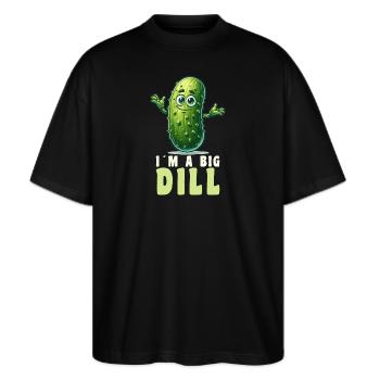 Gurken Lustige Gurken Gurken-Wortspiel - Stanley/Stella Oversized Unisex Bio T-Shirt Blaster 2.0 - Schwarz - Vorne - Alina (178cm) & Michal (187cm)