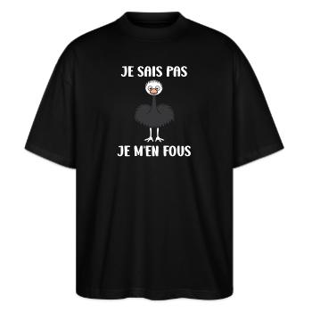 Strauß Zitat - Stanley/Stella Oversized Unisex Bio T-Shirt Blaster 2.0 - Schwarz - Vorne - Alina (178cm) & Michal (187cm)