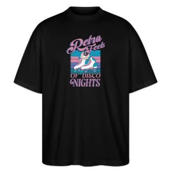 Rollerskater Party Retro Feels Of Disco Night Gift - Stanley/Stella Oversized Unisex Bio T-Shirt Blaster 2.0 - Schwarz - Vorne - Alina (178cm) & Michal (187cm)