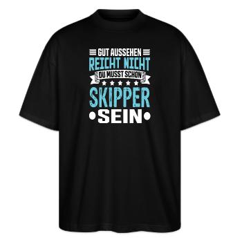 Skipper - Stanley/Stella Oversized Unisex Bio T-Shirt Blaster 2.0 - Schwarz - Vorne - Alina (178cm) & Michal (187cm)
