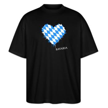 Bavaria, Bayern, Oberbayern, Minga - Stanley/Stella Oversized Unisex Bio T-Shirt Blaster 2.0 - Schwarz - Vorne - Alina (178cm) & Michal (187cm)