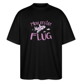 Mein Erster flug mädchen - Stanley/Stella Oversized Unisex Bio T-Shirt Blaster 2.0 - Schwarz - Vorne - Alina (178cm) & Michal (187cm)